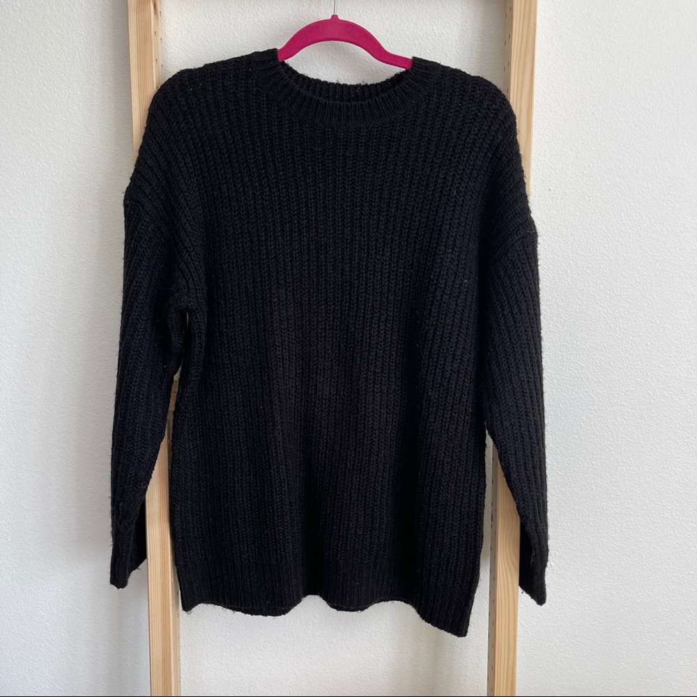 New Look black rib knit sweater